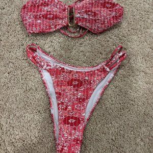 Pink floral two piece bathing suit from shein.